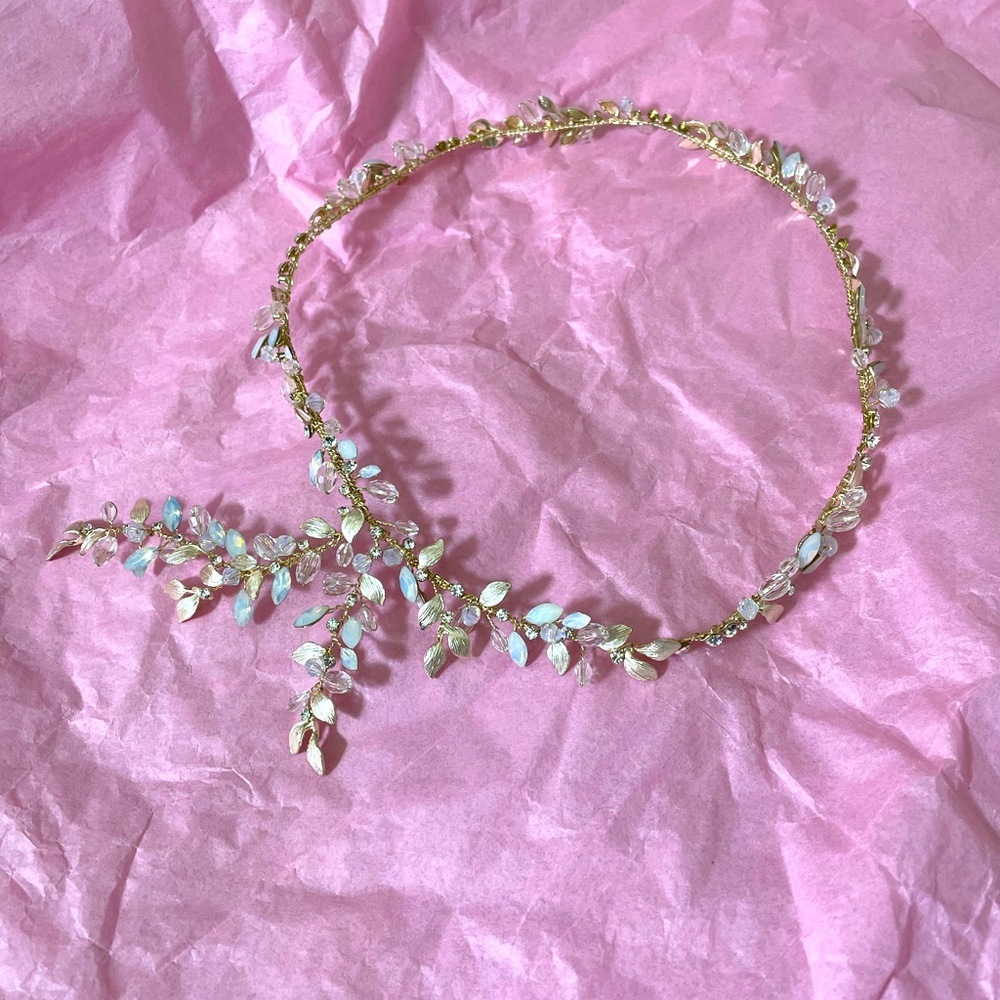 Opal stones and crystal headpiece.